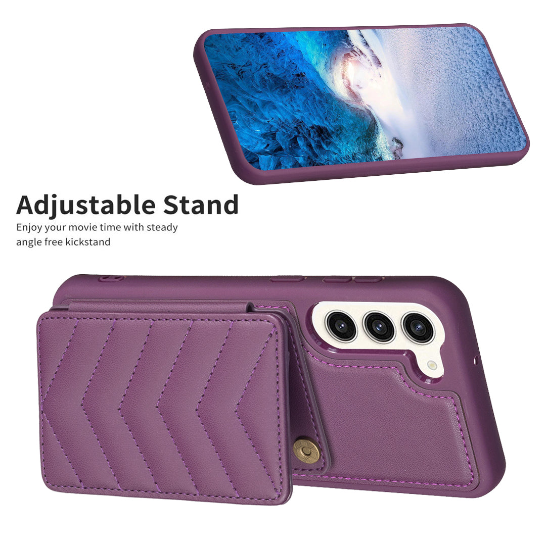 BF26 Card Holder Kickstand Case for Samsung Galaxy S23 Wave Stitching Texture TPU PU Leather Phone Cover BF26 Card Holder Kickstand Case for Samsung Galaxy S23 Wave Stitching Texture TPU PU Leather Phone Cover